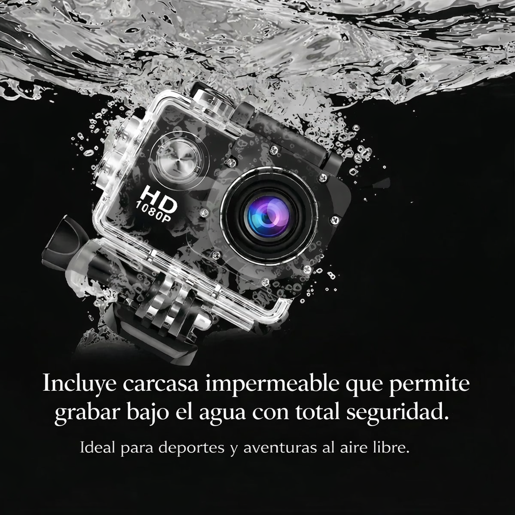 Cámara Deportiva Sumergible 1080P Full HD