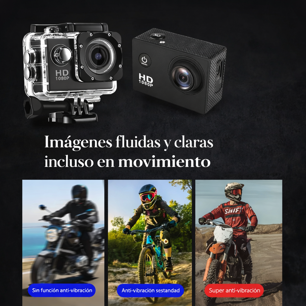 Cámara Deportiva Sumergible 1080P Full HD