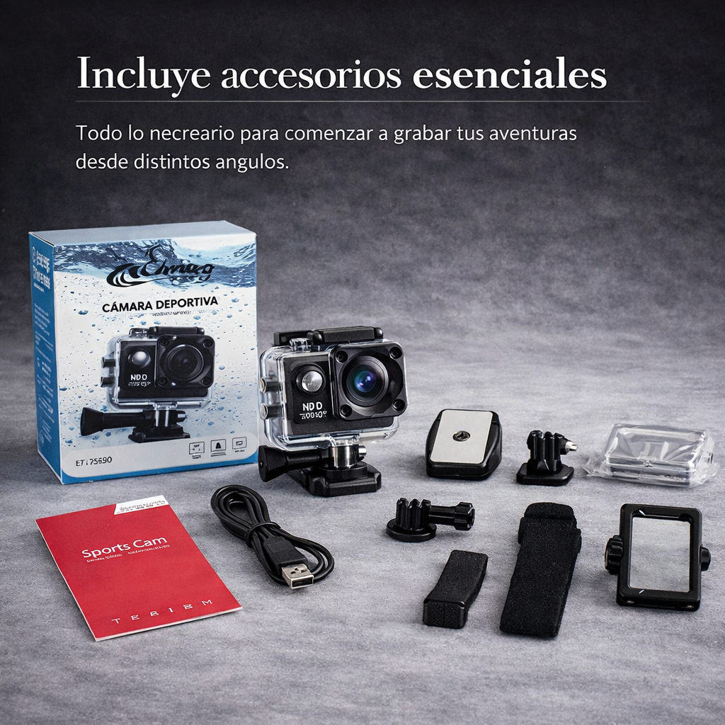 Cámara Deportiva Sumergible 1080P Full HD