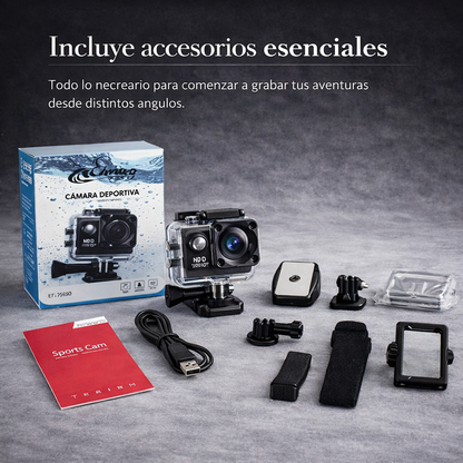 Cámara Deportiva Sumergible 1080P Full HD
