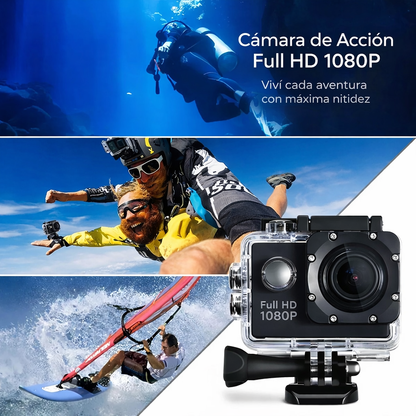 Cámara Deportiva Sumergible 1080P Full HD