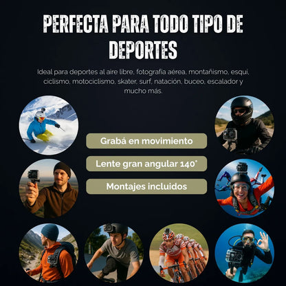 Cámara Deportiva Sumergible 1080P Full HD